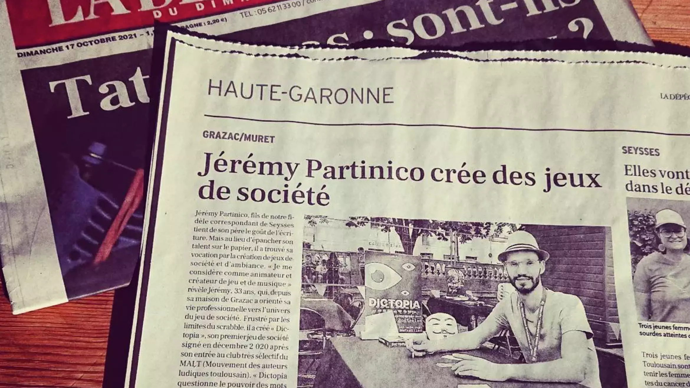 Portrait of the game's creator, Jérémy Partinico, in La Dépêche