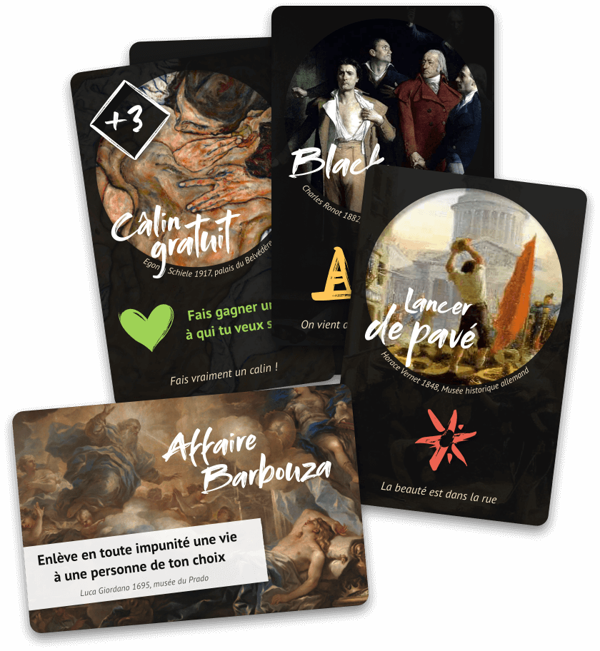 Cartes d'actions du jeu de société Révolution le jeu
