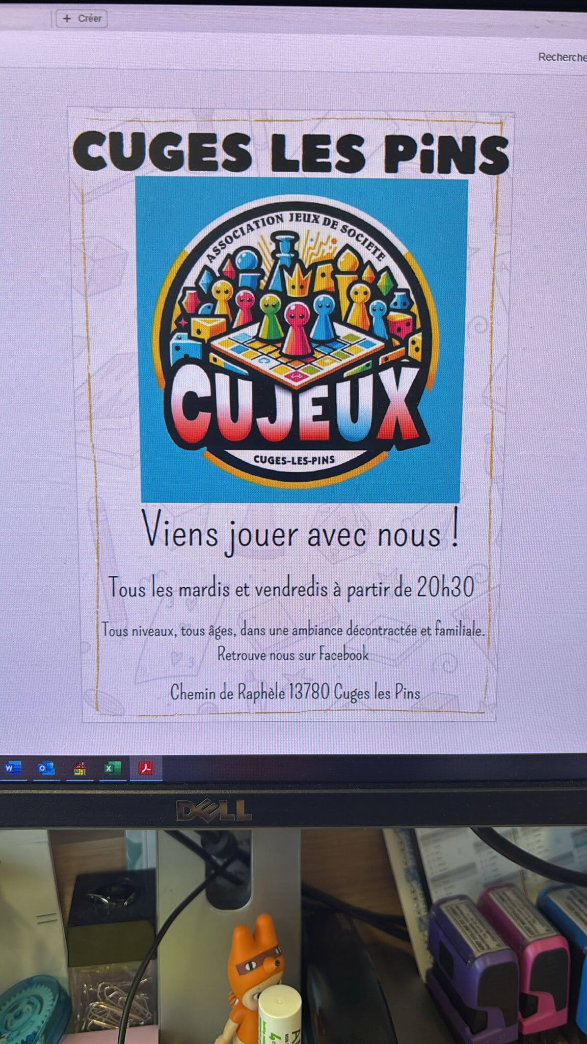 Photo organisation Cujeux, club de jeux, France