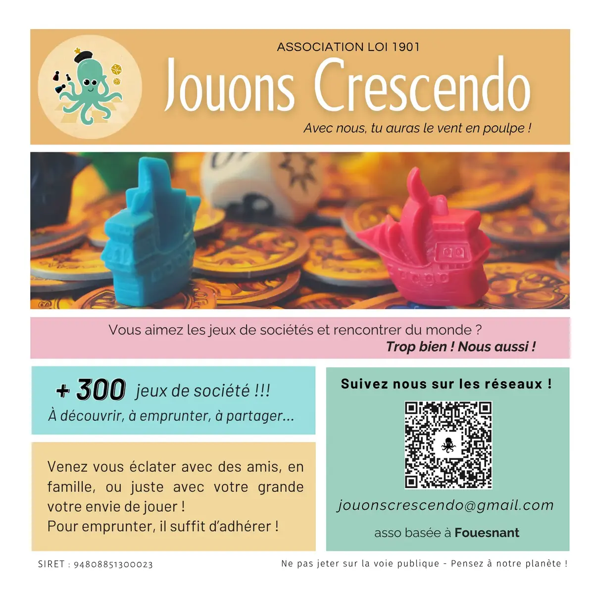 Photo organisation Jouons Crescendo, club de jeux, France