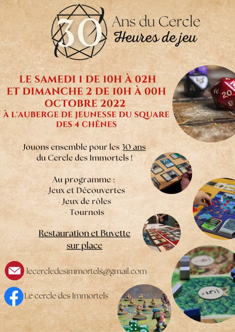 Affiche officielle 30 ans du cercle, 30 heures de jeu 2022