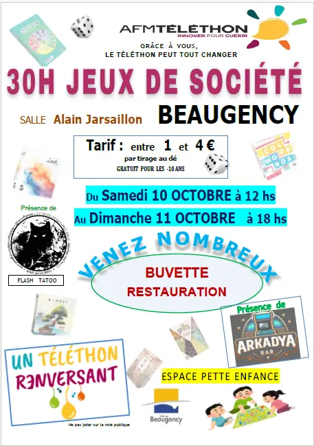Affiche officielle 30 heures de jeu de société pour le Téléthon 2026