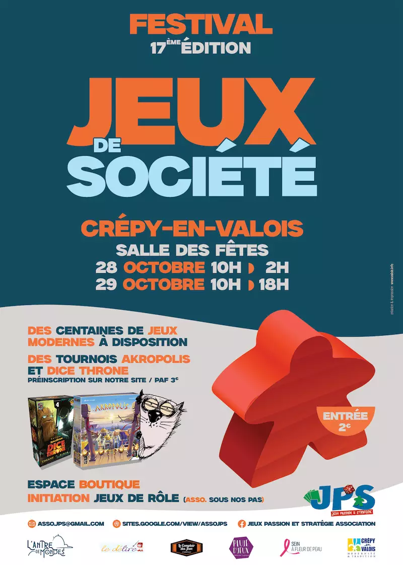 Affiche officielle Festival des jeux de société de Crépy-en-Valois 2023