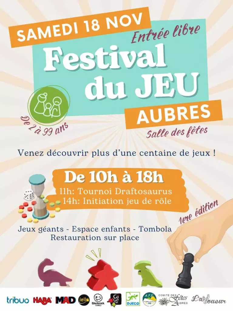 Affiche officielle Festival du jeu d'Aubres 2023