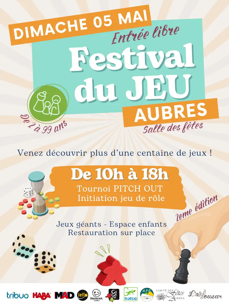 Affiche officielle Festival du jeu d'Aubres 2024