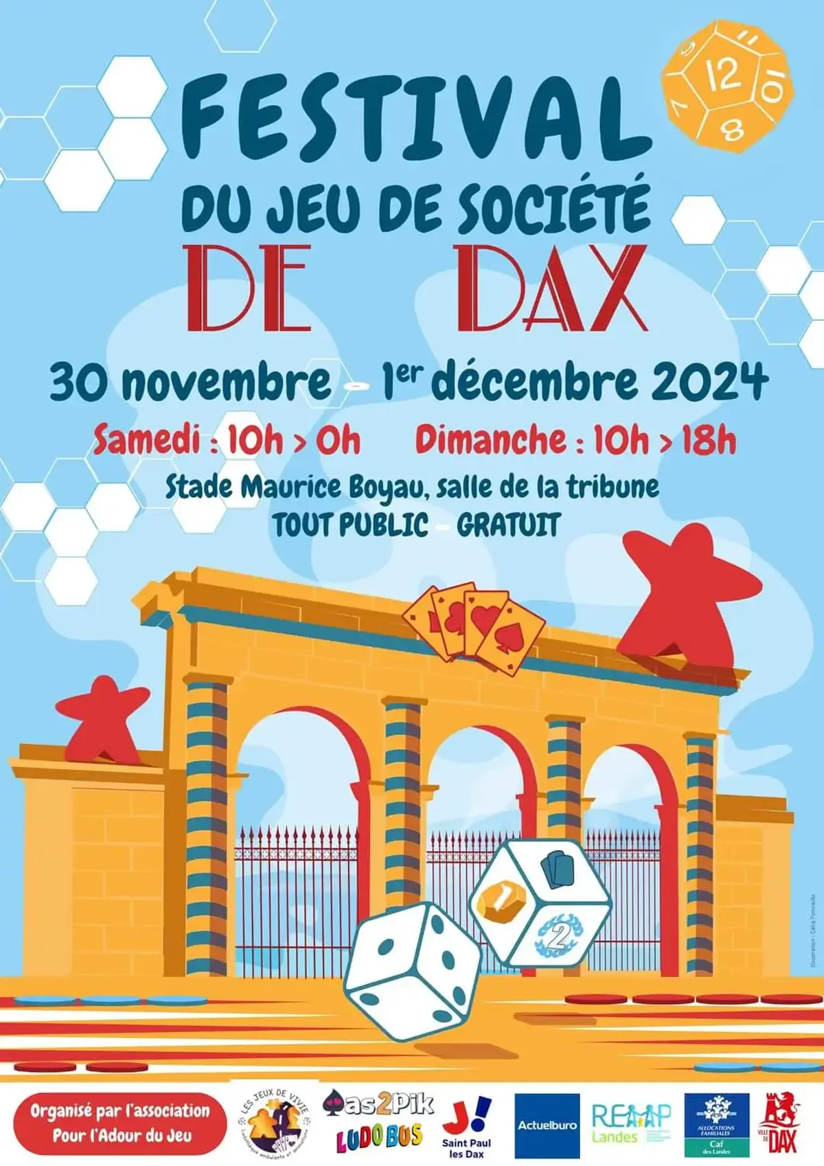 Affiche officielle Festival du jeu de société de Dax 2024
