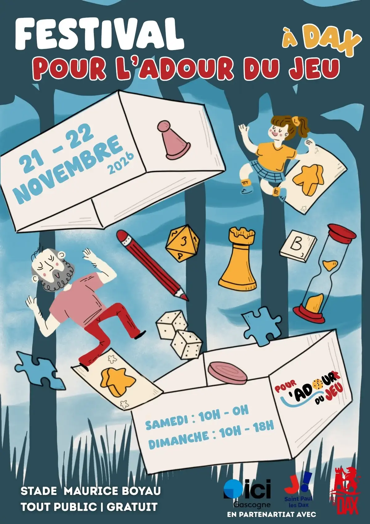 Affiche officielle Festival du jeu de société de Dax 2026