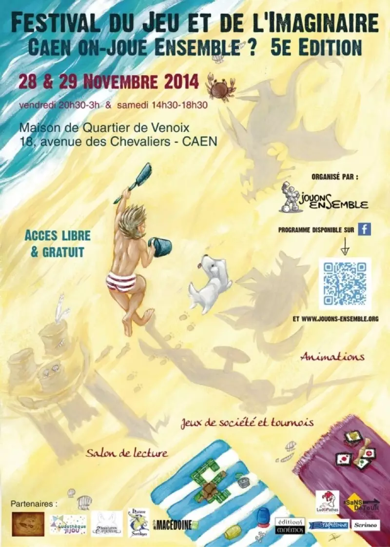 Affiche officielle Caen, on joue ensemble ? Festival du jeu et de l'imaginaire 2014