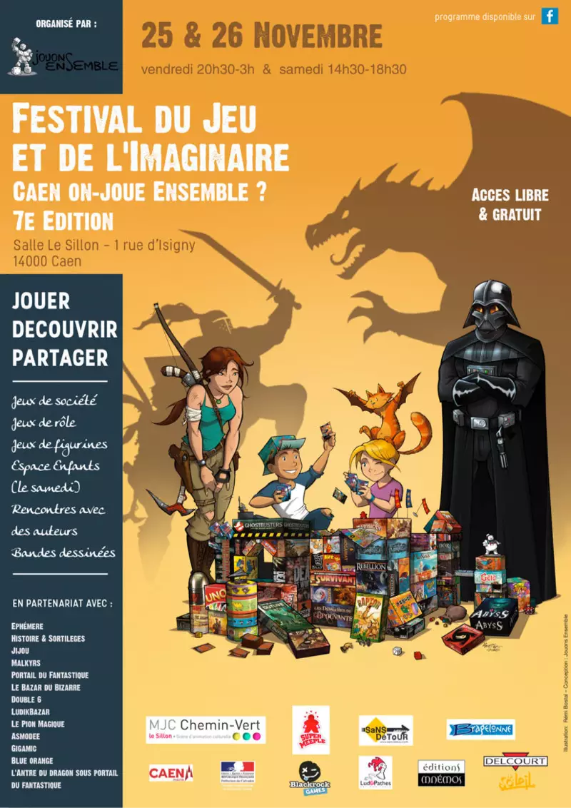 Affiche officielle Caen, on joue ensemble ? Festival du jeu et de l'imaginaire 2016