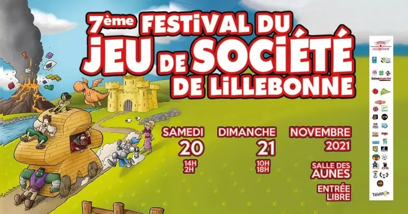 Affiche officielle Festival du jeu de sociÃ©tÃ© de Lillebonne 2021