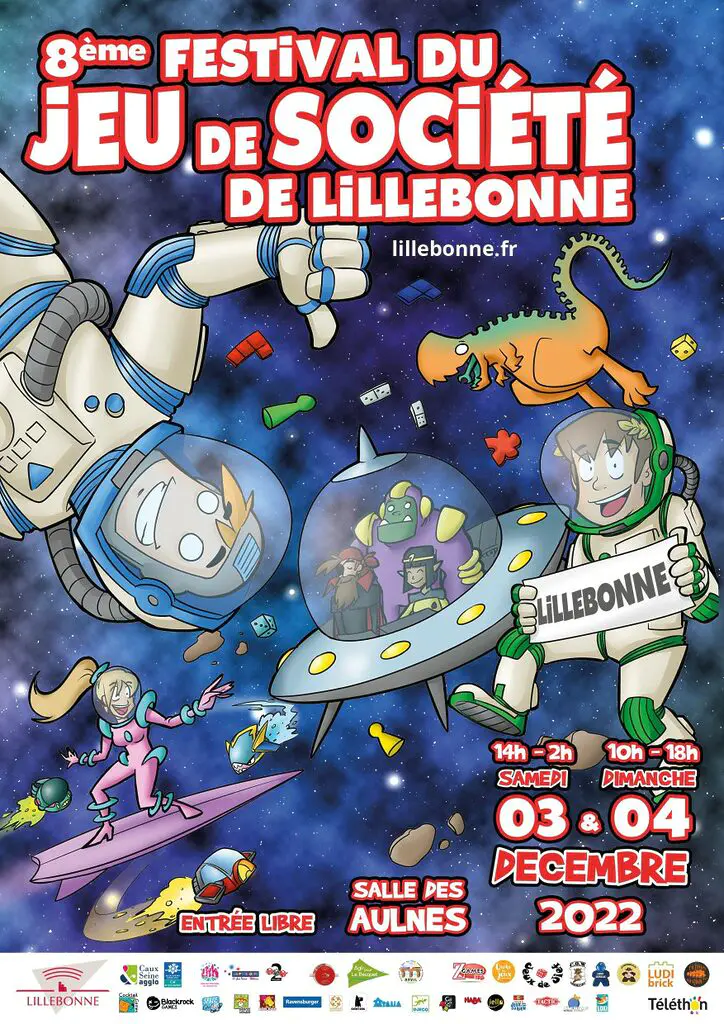 Affiche officielle Festival du jeu de société de Lillebonne 2022