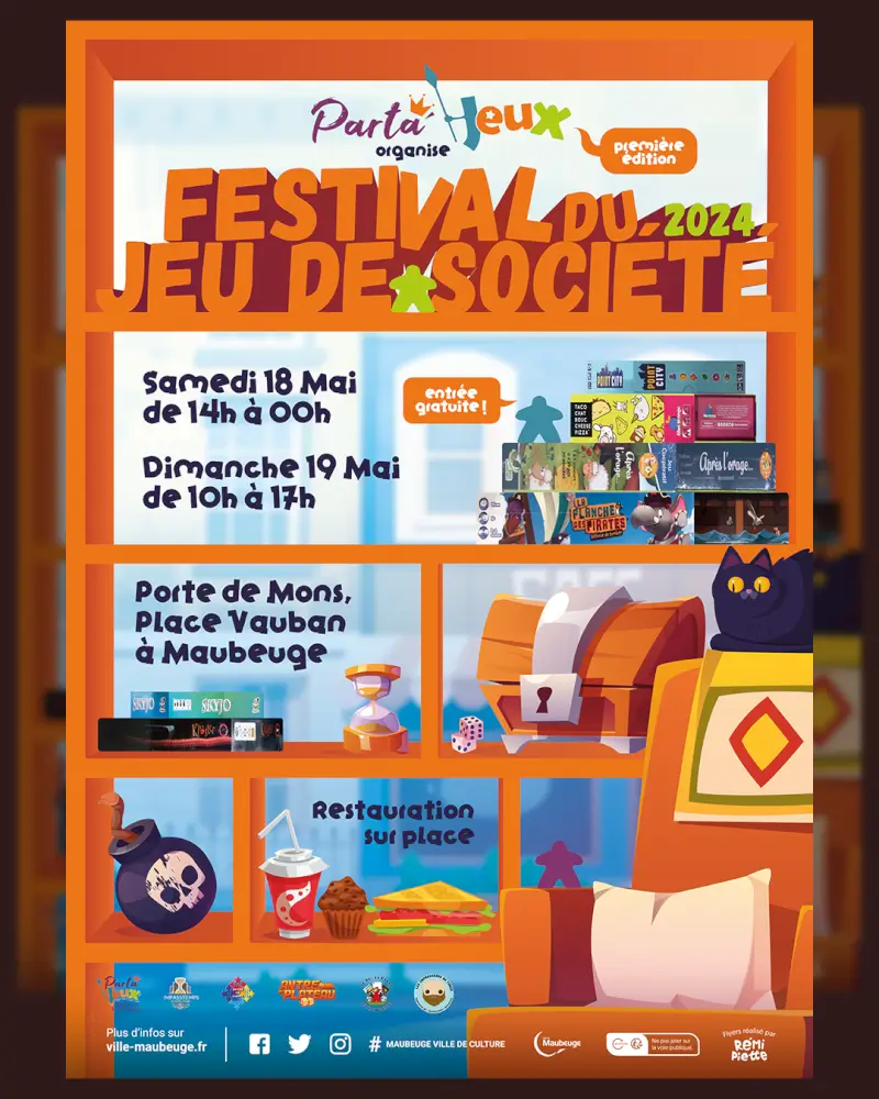 Official poster Festival du jeu de société de Parta'jeux 2024