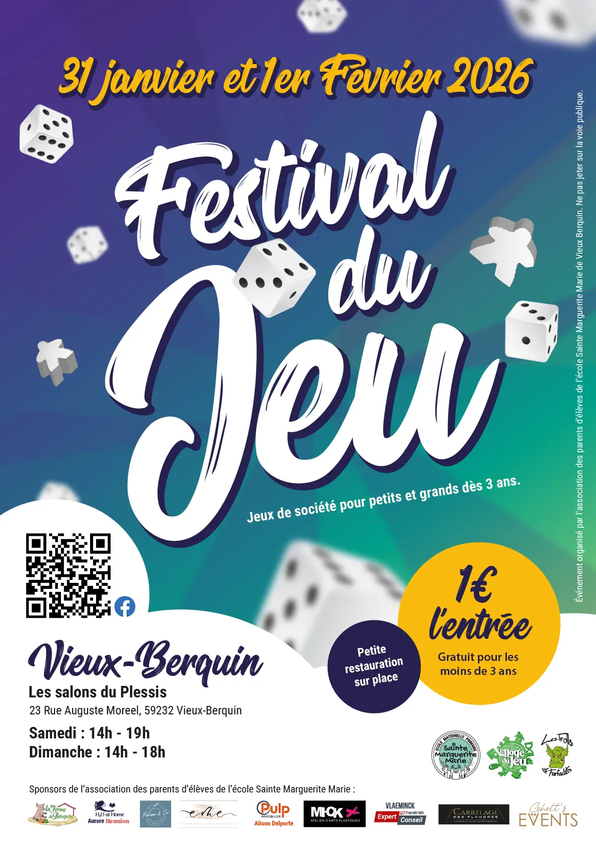 Affiche officielle Festival du jeu de Vieux-Berquin 2026