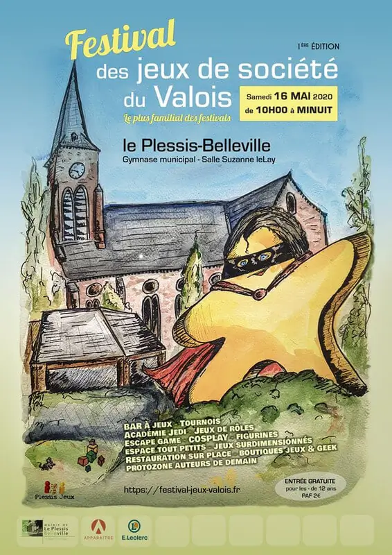 Affiche officielle Festival des jeux de sociÃ©tÃ© du Valois 2020