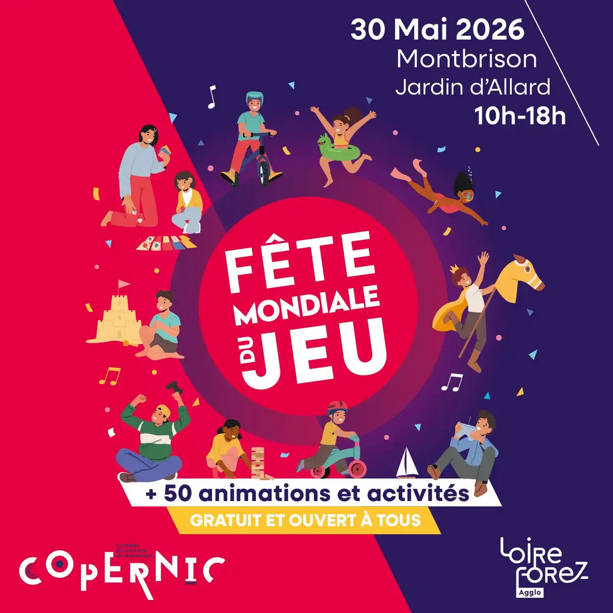 Affiche officielle Fête Mondiale du jeu de Montbrison 2026