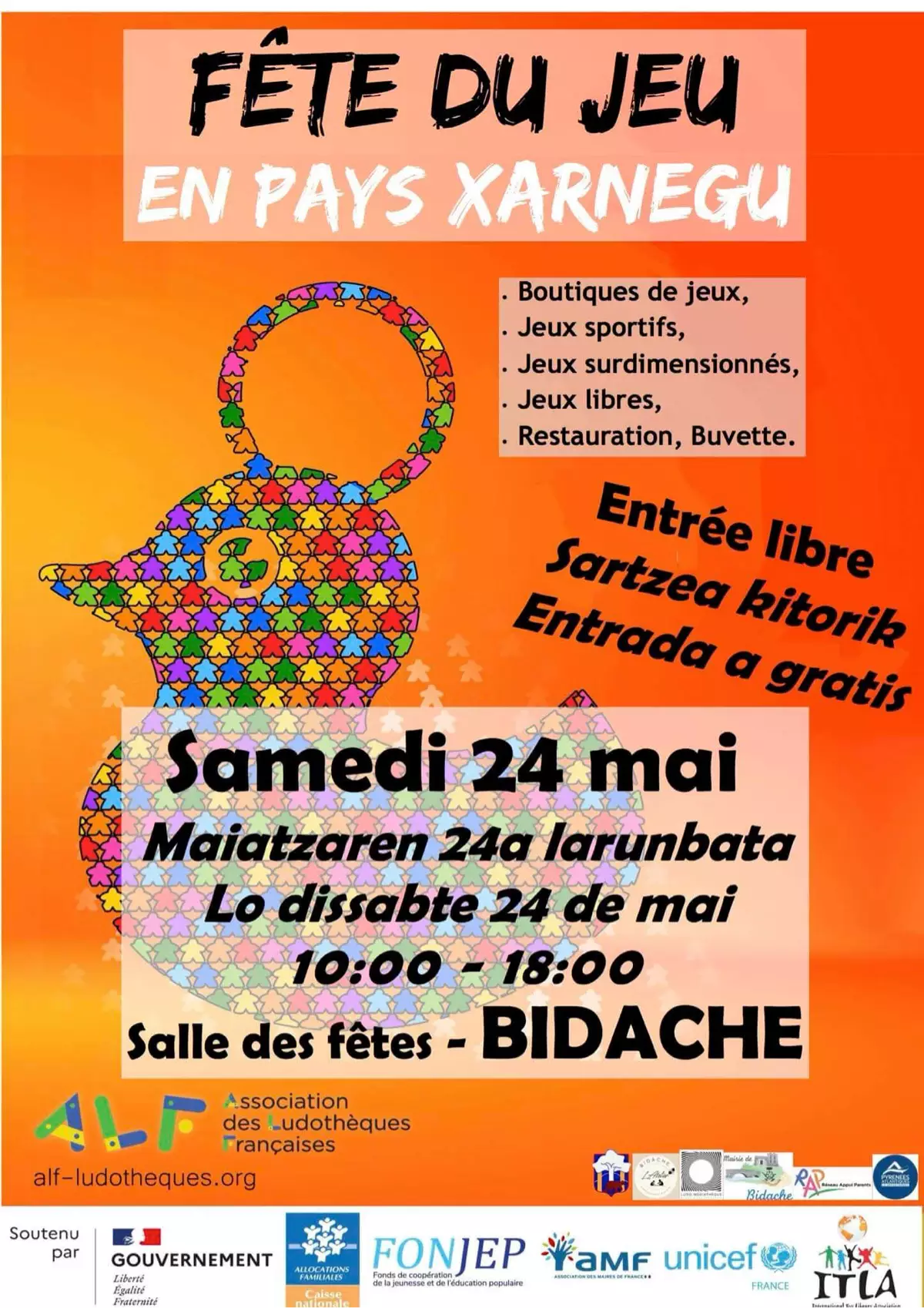 Official poster Fête du jeu en pays xarnegu 2025