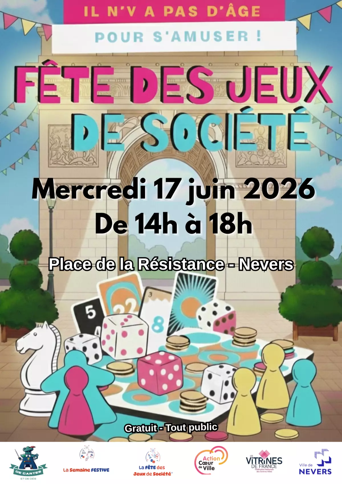 Official poster Fête des Jeux de société à Nevers 2026
