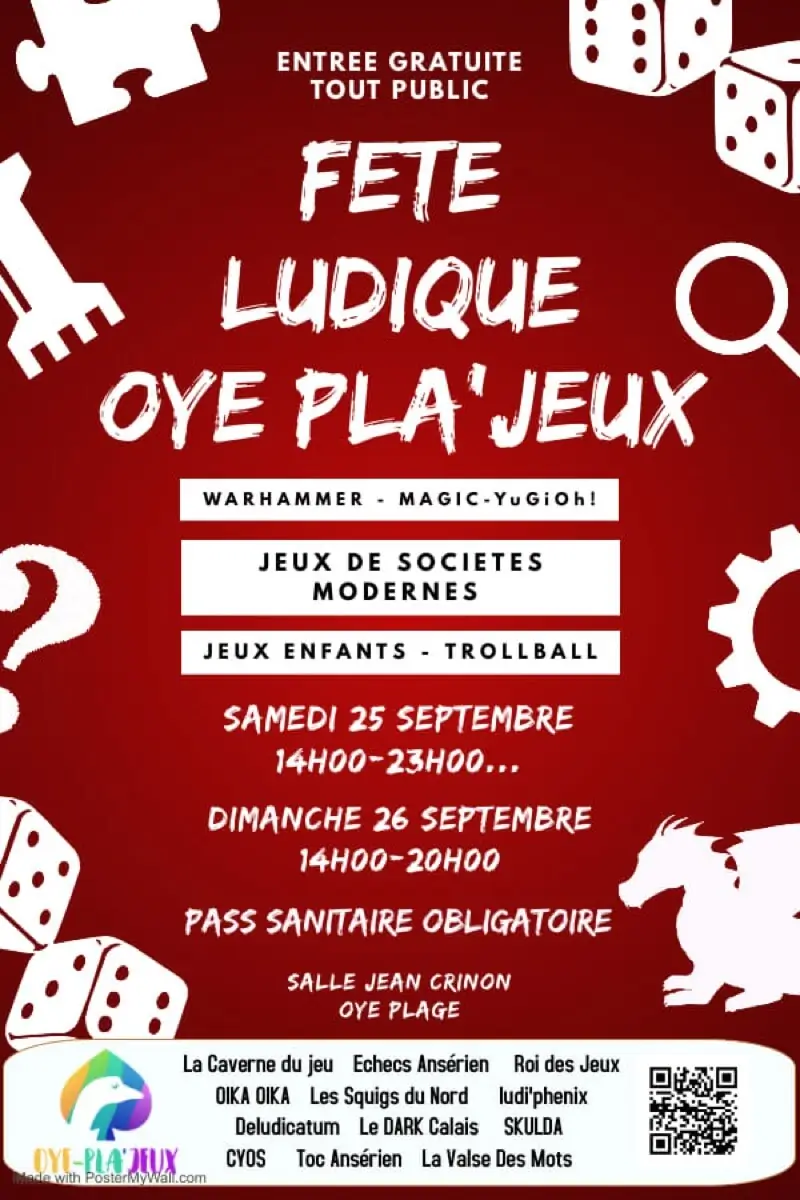 Official poster Fête Ludique Oye Pla'Jeux 2021