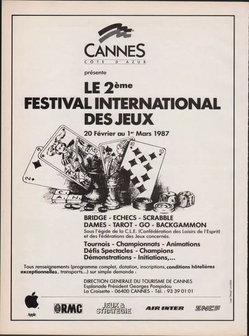 Affiche officielle Festival International des Jeux de Cannes, FIJ Cannes 1987