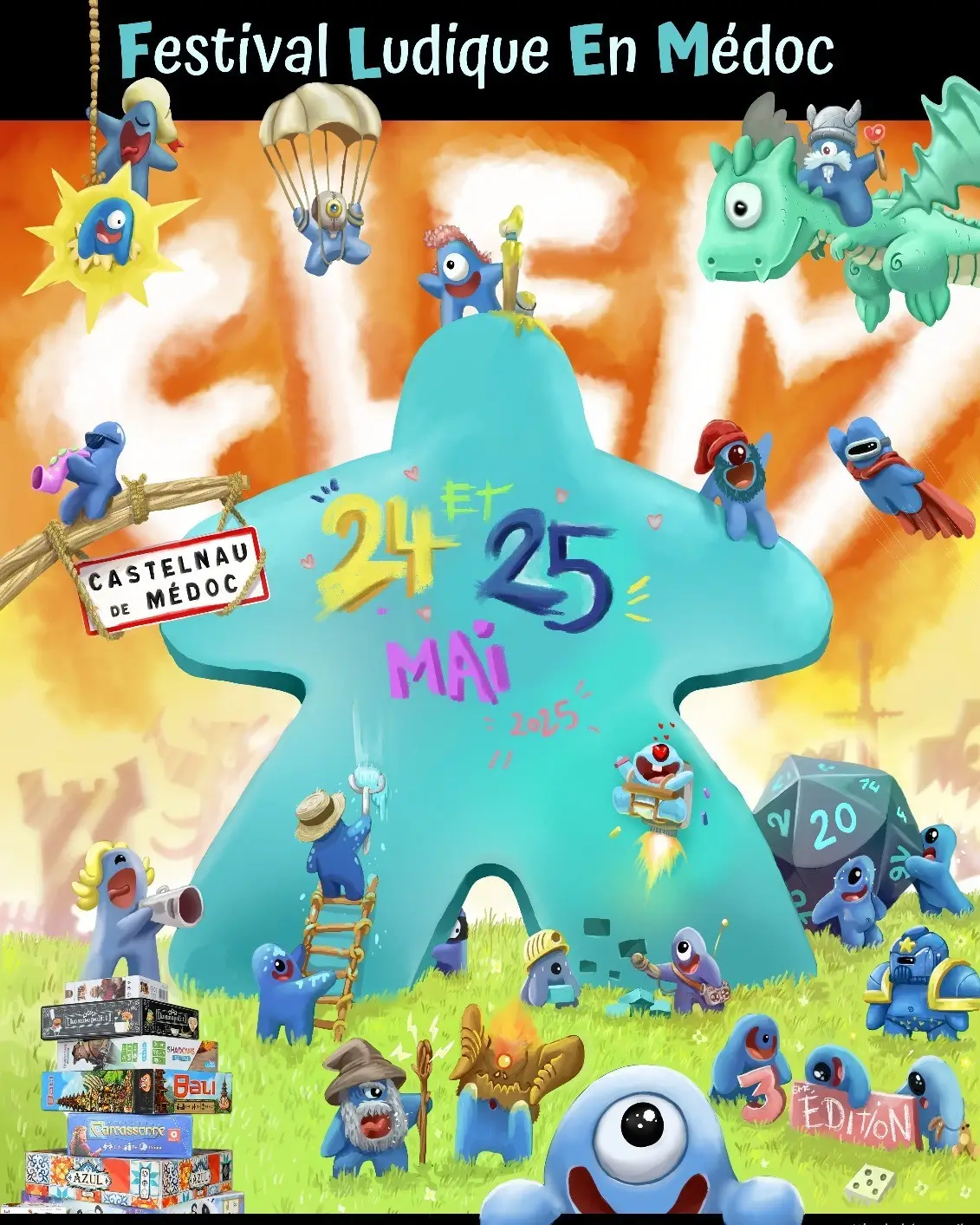 Affiche officielle Le FLeM : Festival Ludique en Médoc 2025