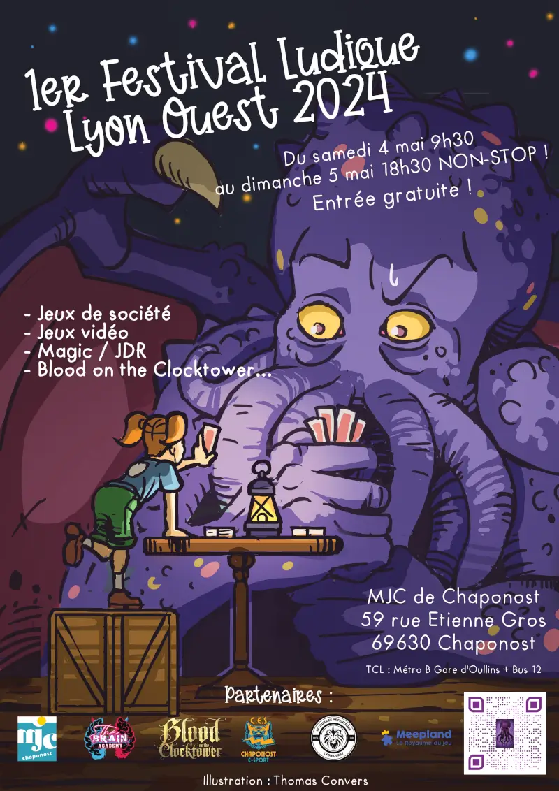 Affiche officielle Festival Ludique Lyon Ouest 2024