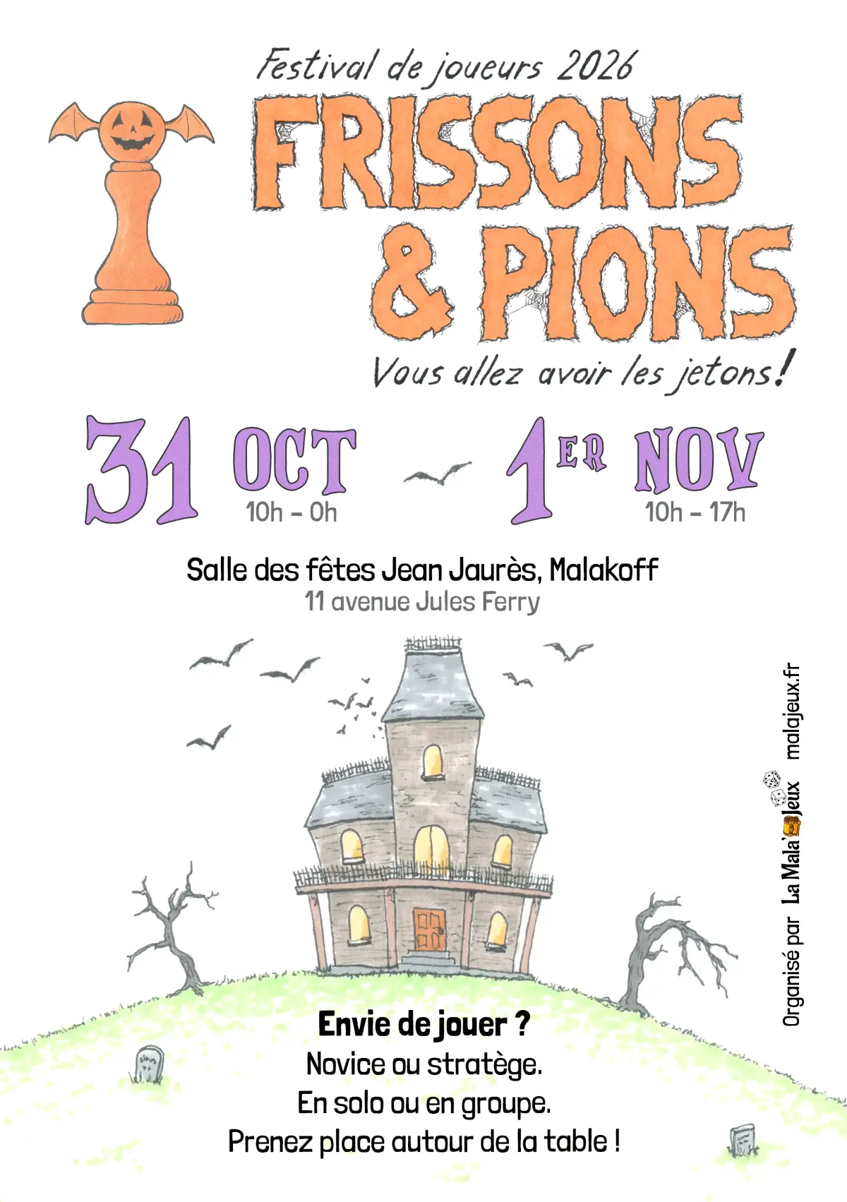 Affiche officielle Frissons & Pions 2026