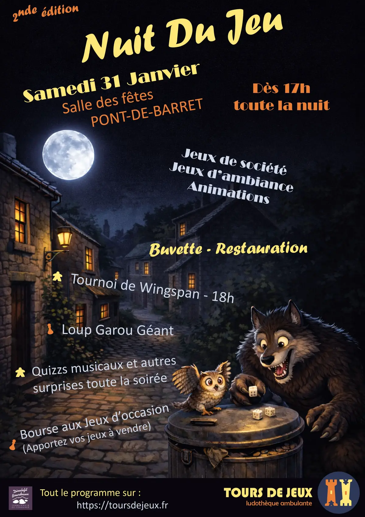 Affiche officielle Nuit du jeu Pont de Barret 2026