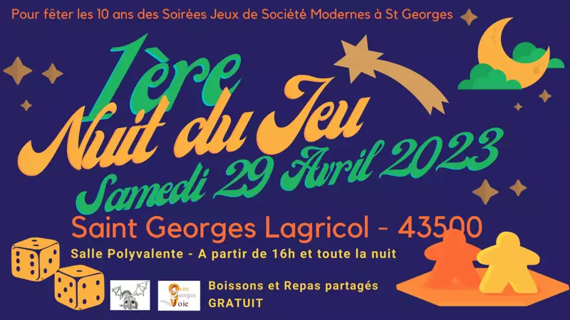 Affiche officielle Nuit du Jeu à St Georges Lagricol 2023