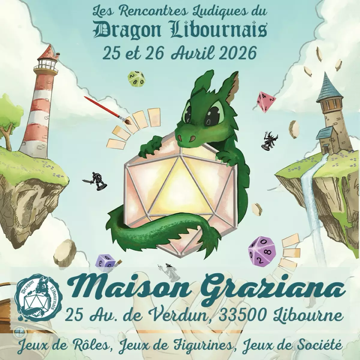 Affiche officielle Rencontres Ludiques du Dragon Libournais 2026