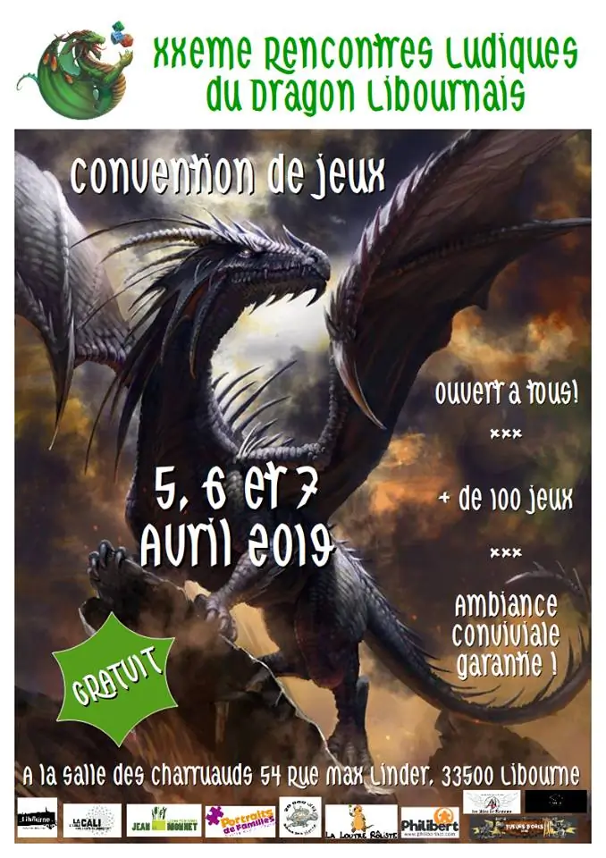 Official poster Rencontres Ludiques du Dragon Libournais 2019