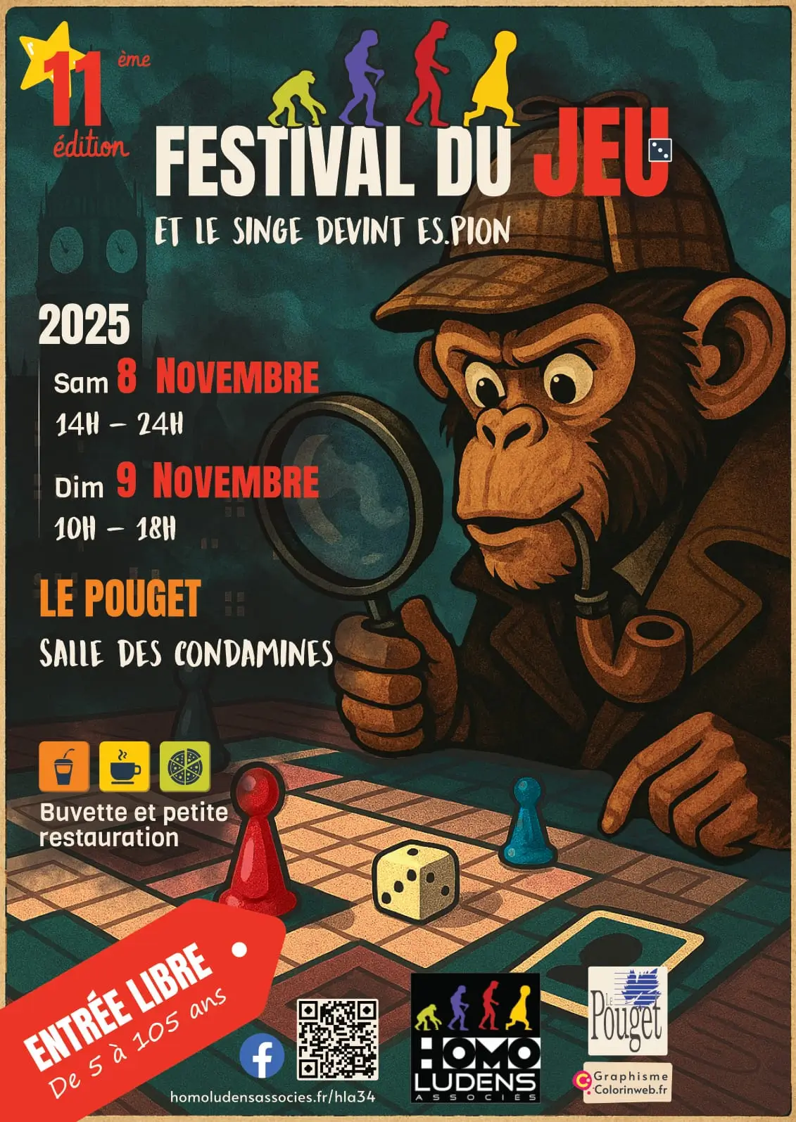 Official poster Et le singe devint pion 2025