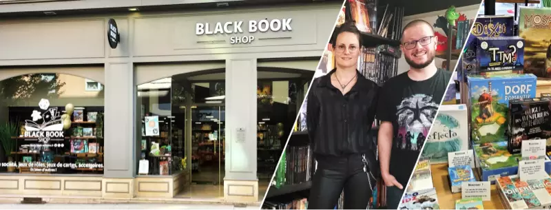 Photo devanture commerce Black Book Shop, boutique ludique, France