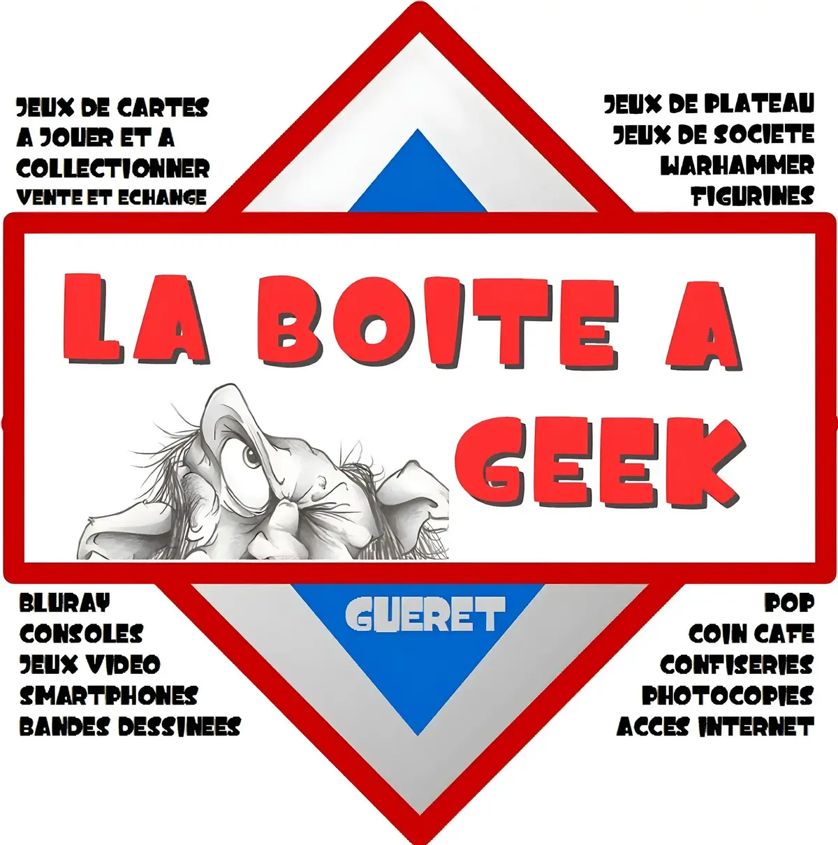 Photo devanture commerce La Boite à Geek, game store, France