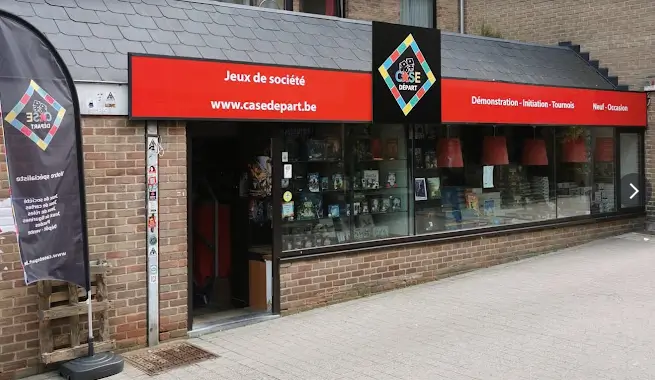 Photo devanture boutique Case Départ, boutique de jeux de société, Belgique