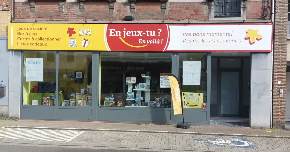 Photo devanture commerce En Jeux-tu? En Voilà!, boutique ludique + bar à jeux, Belgique