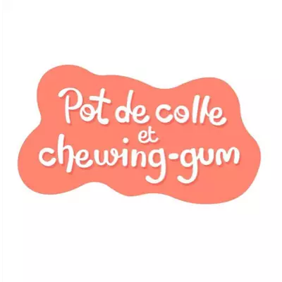 Logo Pot de colle et chewing-gum, boutique de jeux de société, France