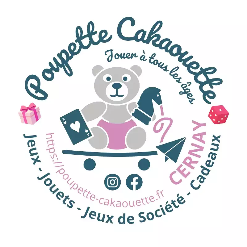Logo Poupette Cakaouette, game store, France